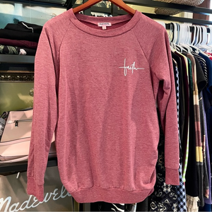 Feathers Maternity Red “Faith” Sweatshirt Size Medium